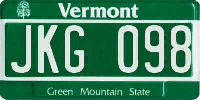 VT license plate JKG098