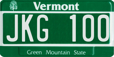 VT license plate JKG100