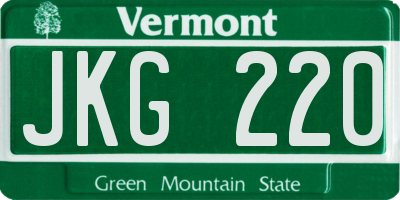 VT license plate JKG220