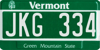 VT license plate JKG334