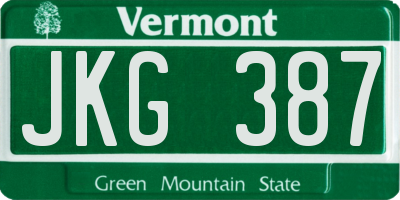 VT license plate JKG387