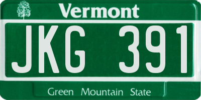 VT license plate JKG391