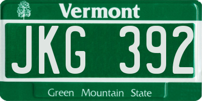 VT license plate JKG392