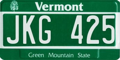 VT license plate JKG425