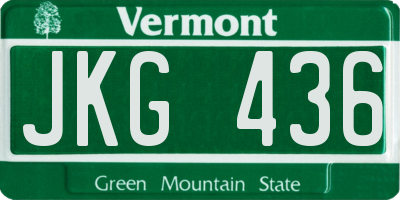 VT license plate JKG436