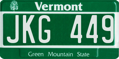 VT license plate JKG449