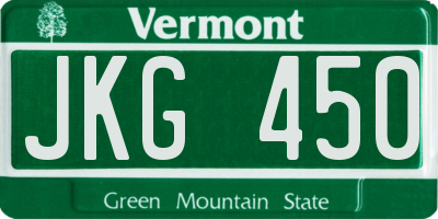 VT license plate JKG450