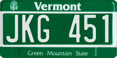 VT license plate JKG451