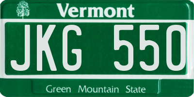 VT license plate JKG550