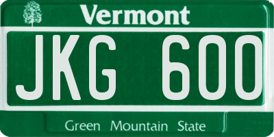 VT license plate JKG600