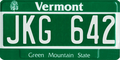 VT license plate JKG642