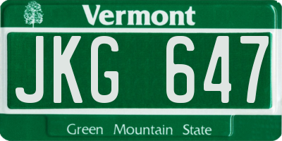 VT license plate JKG647