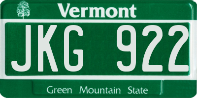 VT license plate JKG922