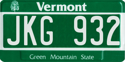 VT license plate JKG932