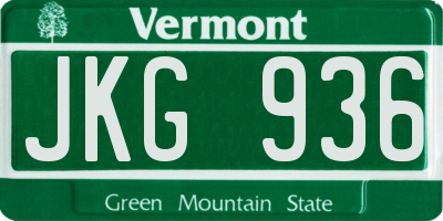 VT license plate JKG936