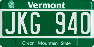 VT license plate JKG940