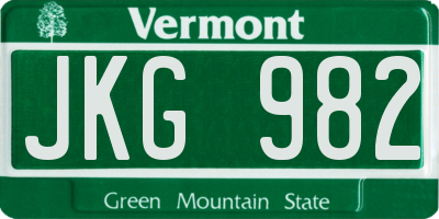 VT license plate JKG982