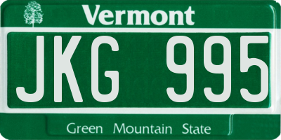 VT license plate JKG995