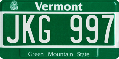VT license plate JKG997