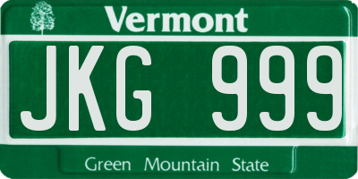 VT license plate JKG999