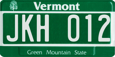 VT license plate JKH012