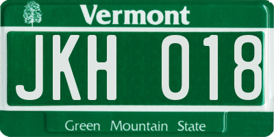 VT license plate JKH018