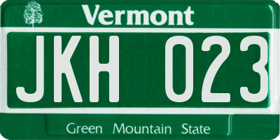 VT license plate JKH023