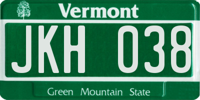 VT license plate JKH038