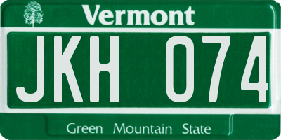 VT license plate JKH074