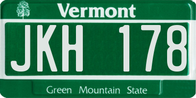 VT license plate JKH178