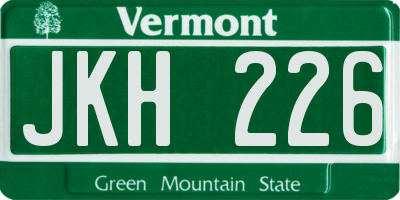VT license plate JKH226