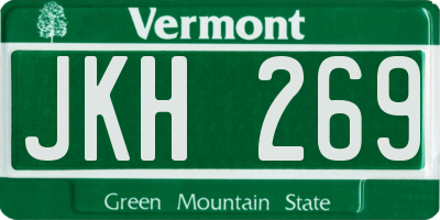 VT license plate JKH269