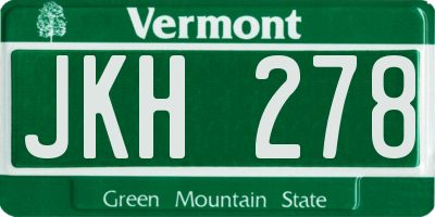 VT license plate JKH278