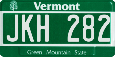 VT license plate JKH282