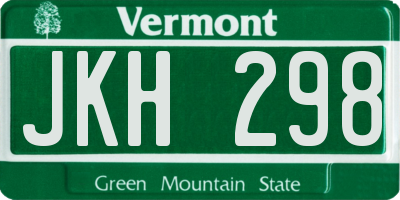 VT license plate JKH298