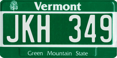 VT license plate JKH349