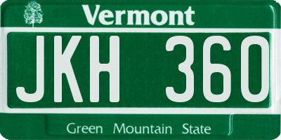 VT license plate JKH360