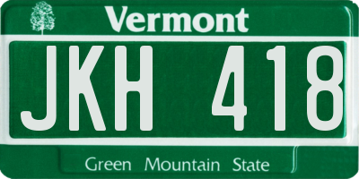 VT license plate JKH418