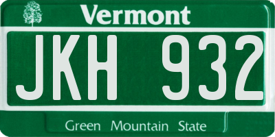 VT license plate JKH932