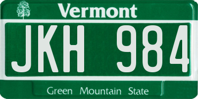 VT license plate JKH984