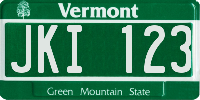 VT license plate JKI123
