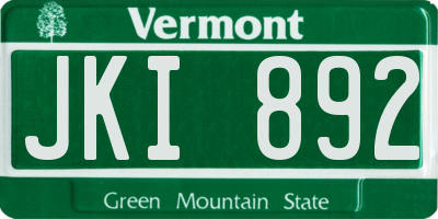 VT license plate JKI892