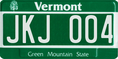 VT license plate JKJ004