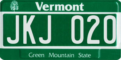 VT license plate JKJ020