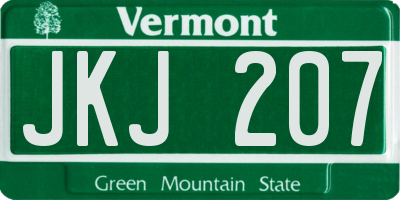 VT license plate JKJ207