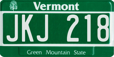 VT license plate JKJ218