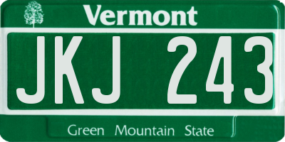 VT license plate JKJ243