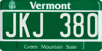 VT license plate JKJ380