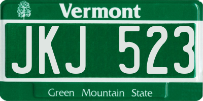VT license plate JKJ523