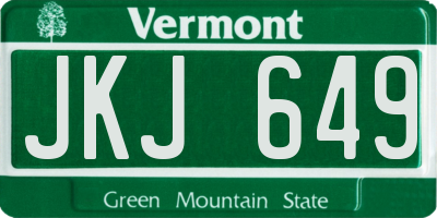VT license plate JKJ649